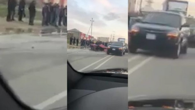 Novxanı yolunda qəza: maşın ikiyə bölündü - VİDEO
