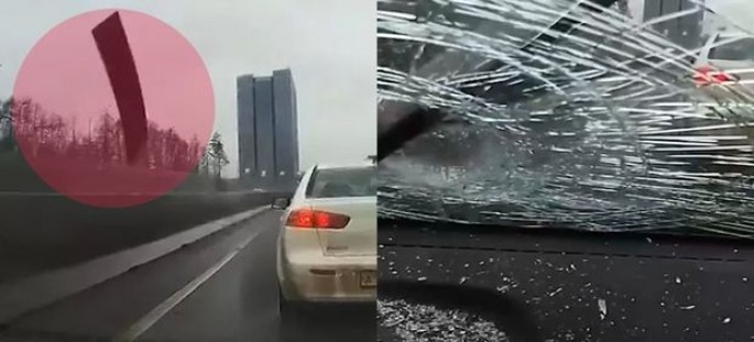 Bir anda uçaraq gəldi, sürücü ölümdən son anda qurtuldu - VİDEO