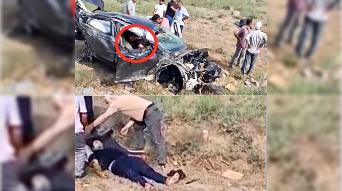 Ağsu dolaylarında ağır qəza:  Maşın dərəyə aşdı, sərnişin qan içində öldü  - VİDEO