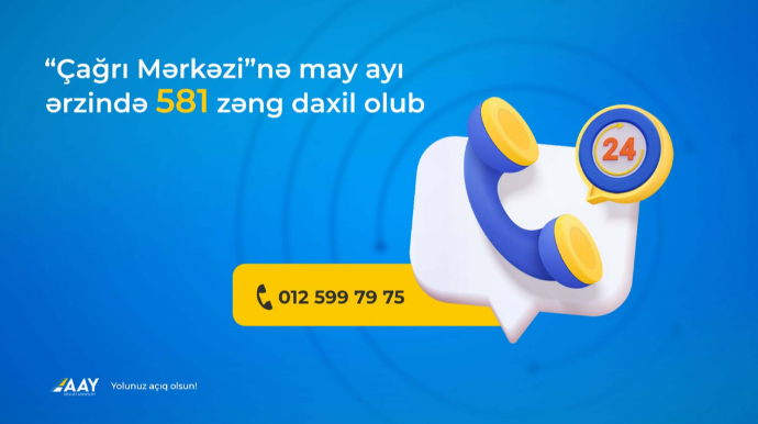 “Çağrı Mərkəzi”nə may ayında 581 zəng daxil olub