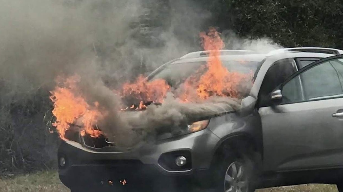 Tərtərdə “Kia” yandı