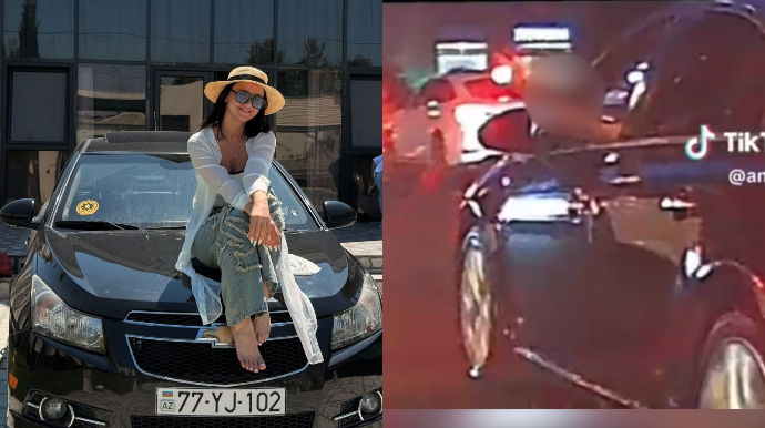 Məşhur “tiktoker” qaydanı pozub sürücüyə orta barmaq göstərdi - VİDEO