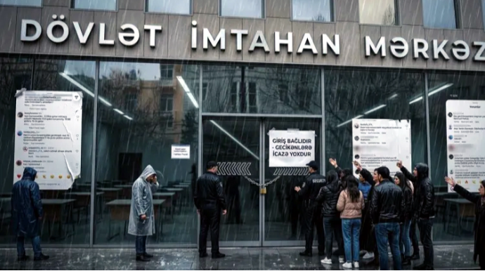 DİM-in açıqlaması yalan çıxdı - İmtahana gecikənlər çöldə qldı - FOTO 