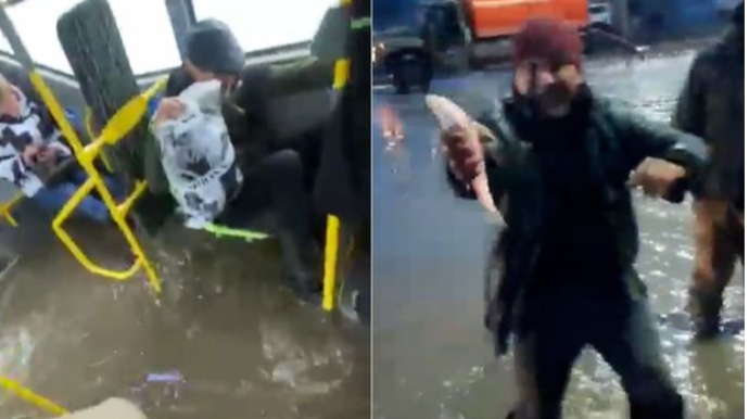 Qazaxıstanda çay daşdı:Avtomobillər su altında qaldı  - VİDEO