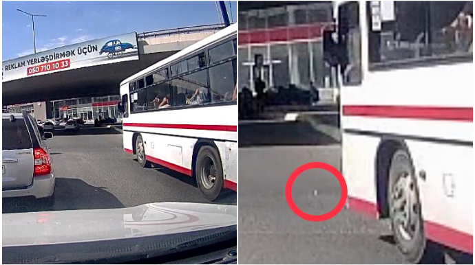 Sərnişin dolu avtobusda siqaret çəkən sürücü kötüyünü də yola atdı     - VİDEO