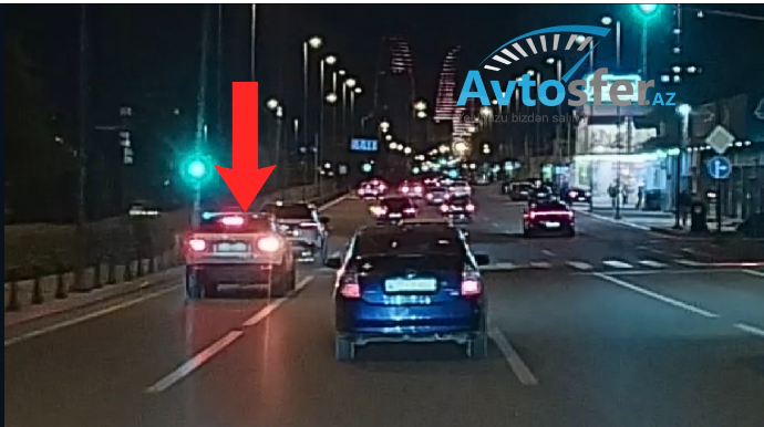 В Баку водитель автомобиля с российским номером грубо нарушил правила - ВИДЕО 