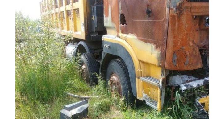 Gədəbəydə yük maşını yandı