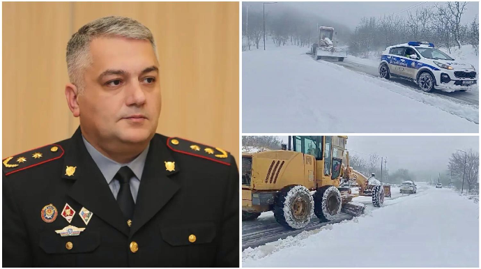 Ağsu aşırımında yollar qardan təmizlənir - DİN-dən AÇIQLAMA   - VİDEO