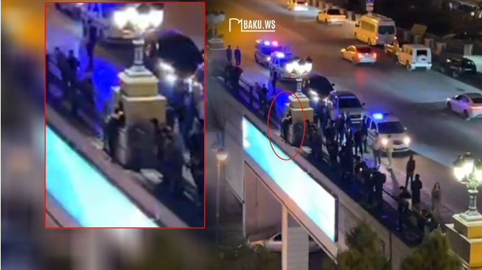 Bakıda körpüyə çıxan şəxsi polislər fikrindən yayındırdı - VİDEO