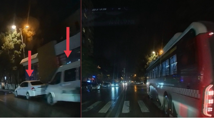 Avtobus dayanacağını zəbt edən bu sürücülər hamıya təhlükə yaratdı - VİDEO