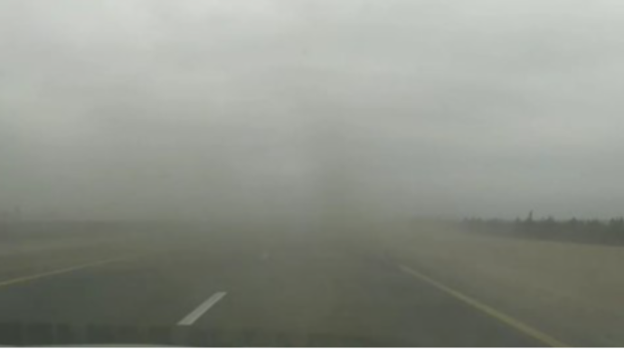 Quba yolunda qum fırtınası – VİDEO   