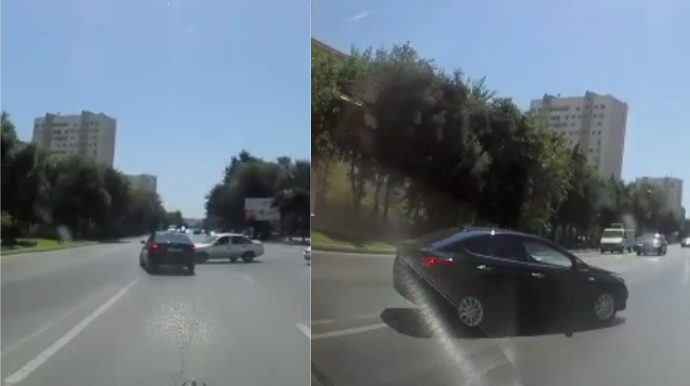 "Vorovski"də sürücülər dəhşətli qəzadan son anda xilas oldu - VİDEO