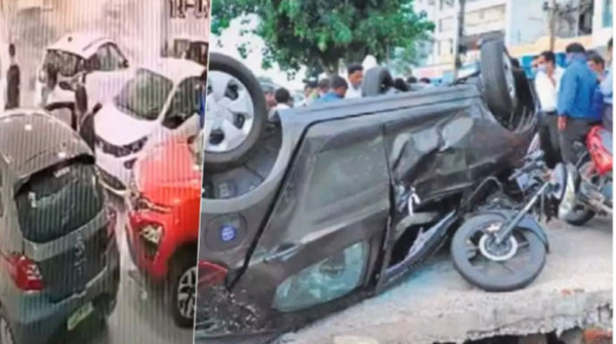 Yeni maşın almağa gedən qadın avtomobili dərəyə sürüb yararsız hala saldı - VİDEO