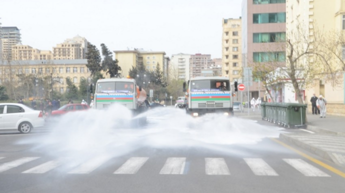 Bakının küçələri növbəti dəfə dezinfeksiya edildi  - FOTO - YENİLƏNİB