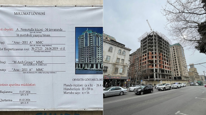 Yeni tikilən binanın lövhəsində “16 mərtəbə” yazılıb amma əlavə mərtəbə yaradılır? – Memardan İDDİA – FOTO  