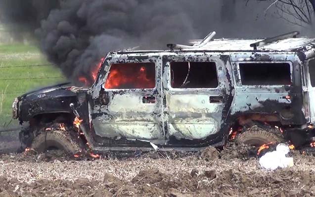 Şəmkirdə dəhşət; Banka borcu olan şəxs özünü "Hummer"lə birgə yandırdı - AÇIQLAMA