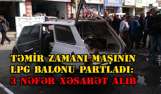Təmir zamanı maşının LPG balonu partladı: 3 nəfər xəsarət alıb - FOTO