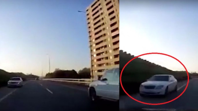 Bakı-Sumqayıt yolunda tıxaca düşmək istəməyən sürücüdən riskli addım - VİDEO