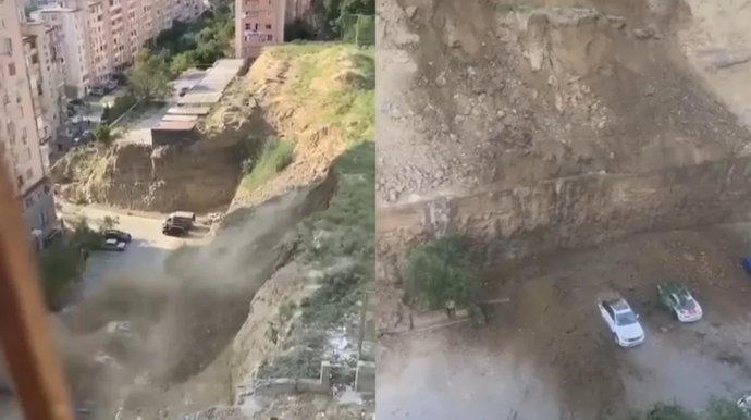 Altı aydır böyüyən təhlükə: "Torpaq sürüşməsi dayanmır, divar tikilmir" - FOTO