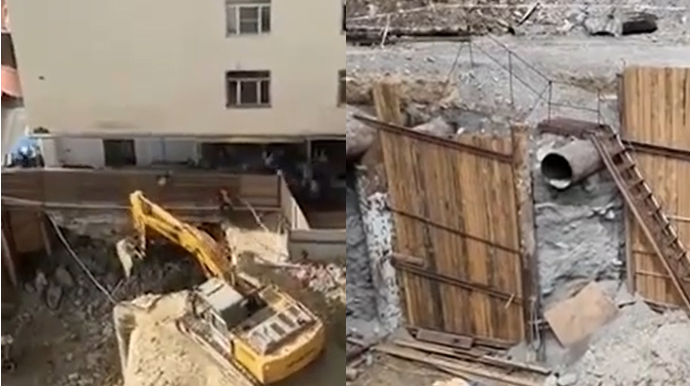 Həzi Aslanovda tikinti işlərinə etiraz: “Binanın altı qazılır” - VİDEO