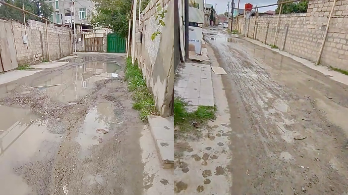 Zabratda bu küçə palçıq içindədir – Sakinlər əziyyət çəkir - VİDEO