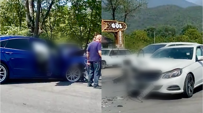“Nohur Göl”ün qarşısında qəza: “Ford” və “Mercedes” toqquşdu   - VİDEO
