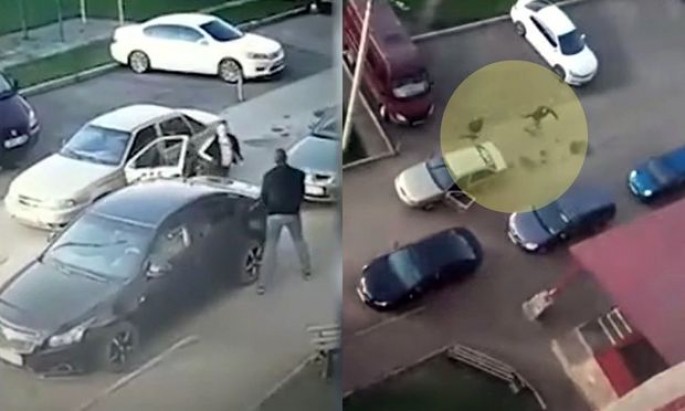 Yolu bölüşə bilməyən sürücülər silaha əl atdılar - VİDEO