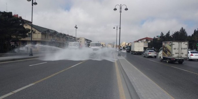 Bakının 150-dən artıq əsas küçə və prospekti dezinfeksiya edilir - FOTO + VİDEO