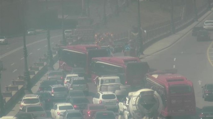 Bakıda marşrut avtobusları tıxacda qalıb - FOTO