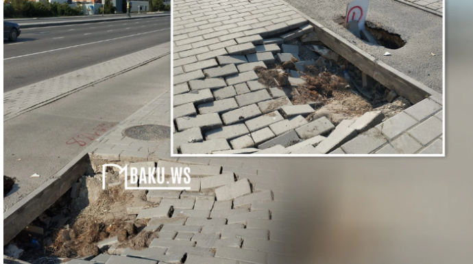 8 Noyabr prospektində səki çöküb  - FOTO