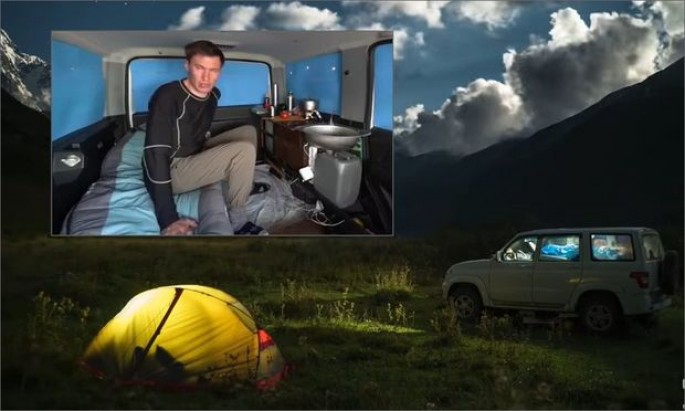 Gözəl mənzərəli karantin: Maşınını evə çevirərək, özünü təcrid etdi - VİDEO