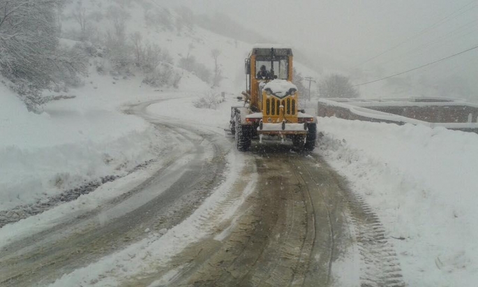 Lerikdə qar uçqunu nəticəsində bağlanan yol təmizlənir - FOTO