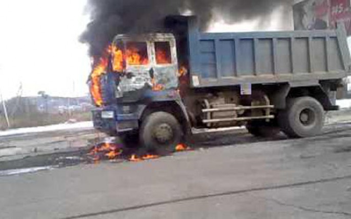 "Kamaz" yanıb