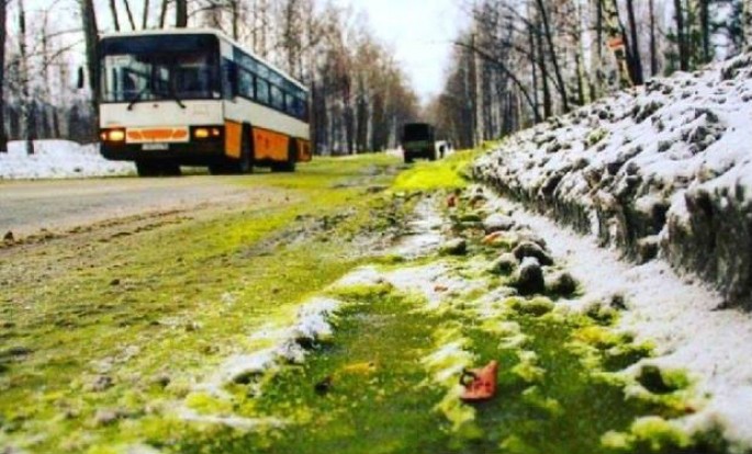 Rusiyaya yaşıl qar yağdı - FOTO