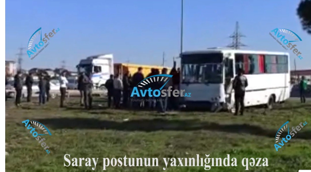 Saray postunun yanında avtobus qəzaya düşdü, Yaralılar var - VİDEO