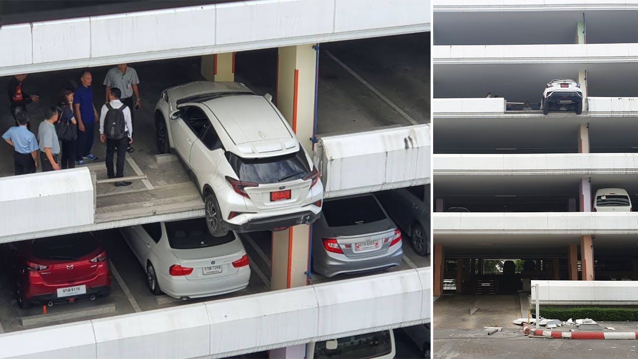 Qadın sürücü "Toyota"nı park etmək istədi: havadan asılı qaldı - VİDEO