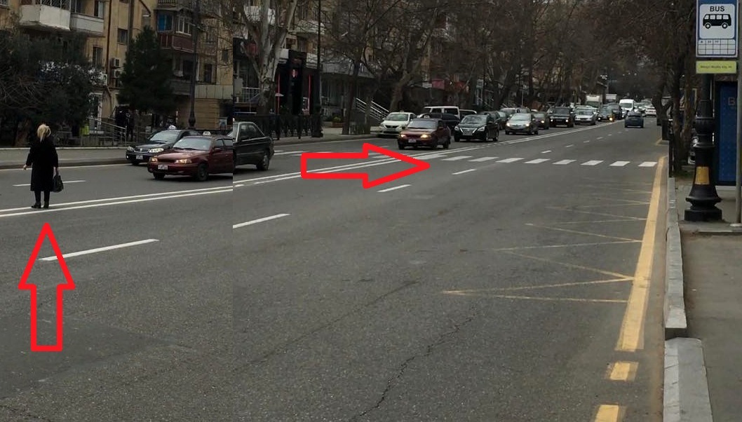 10 metr gedib keçiddən keçməyən piyada - VİDEO