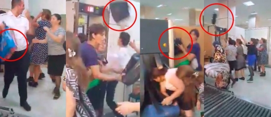 Gömrükdə biabırçılıq: Çantalar yoxlamadan keçmədən başlar üzərindən atılır – VİDEO