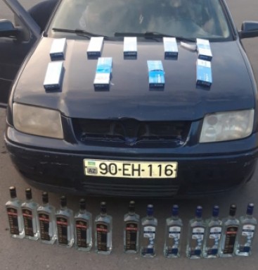 Avtomobildən qanunsuz siqaret və spirtli içkilər aşkarlanıb