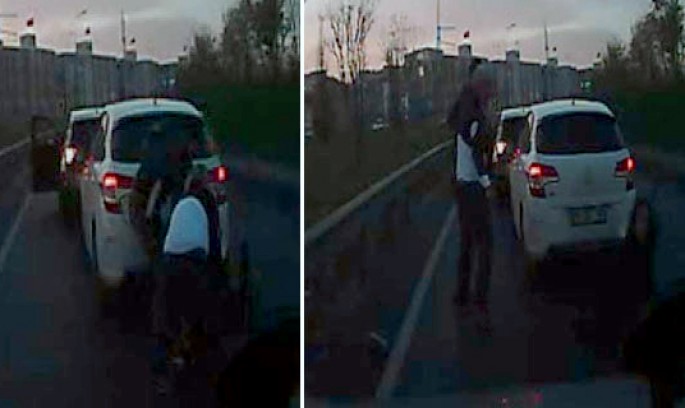 Qadın sürücü siqnal verdiyinə görə yolun ortasında döyüldü - VİDEO