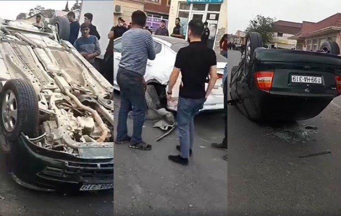 Bakıda ağır qəza: Maşın aşdı - VİDEO