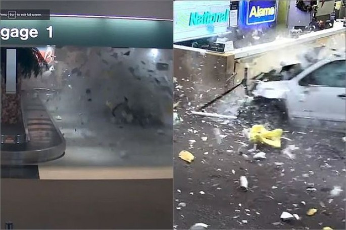 Polisdən qaçarkən aeroportun yük bölməsinə girdi  - VİDEO