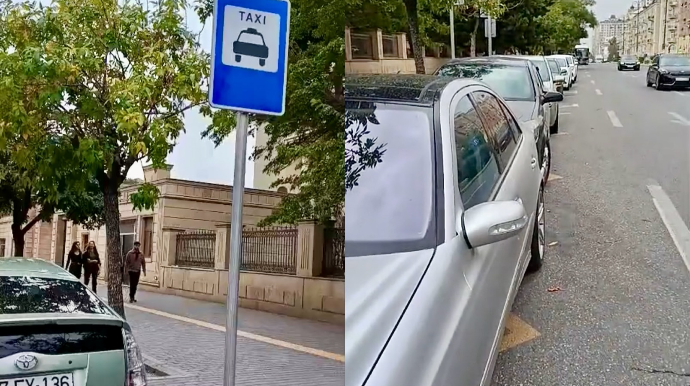Taksi duracağını parkinqə çevirdilər – Sürücü yer tapa bilmədi - VİDEO