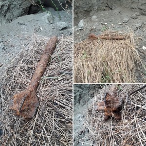 Dəmiryol xətti yaxınlığında mərmi aşkar edilib - Qaxda