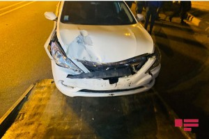Bakıda "Hyundai" markalı avtomobilin sürücüsü qəza törədib - VİDEO