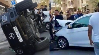 Bakıda "Hyundai" yolayrıcında qarşısına çıxan "Galik"i vurub aşırdı    - VİDEO