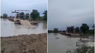 Sabirabadda iki kəndi birləşdirən körpü su altında qaldı 