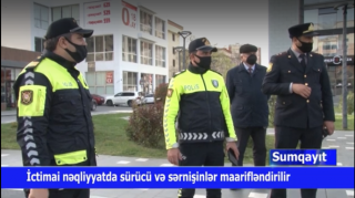 Sumqayıt ictimai nəqliyyatında sürücü və sərnişinlər maarifləndirilir - VİDEO