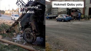 “KamAZ”  Abşeronda qəza törədib 