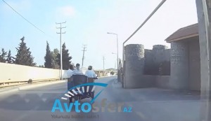 Üçtəkərli motoskleti “zadnı” sürən “bayker” - VİDEO